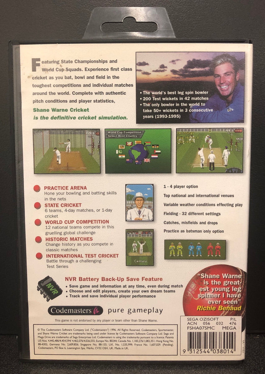 Shane Warne Cricket (mega Drive) – Gametraders Modbury Heights